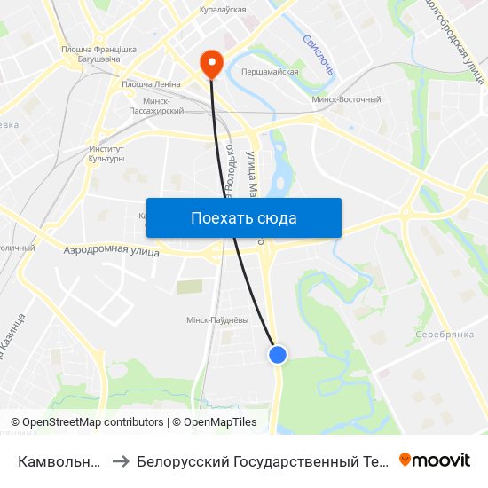 Камвольны Камбінат to Белорусский Государственный Технологический Университет map