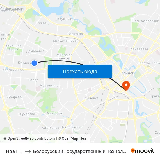 Нва Гранат to Белорусский Государственный Технологический Университет map