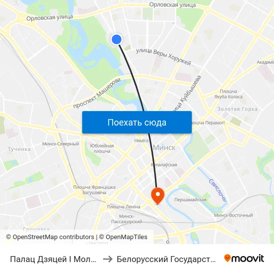 Палац Дзяцей І Моладзі (Дворец Детей И Молодежи) to Белорусский Государственный Технологический Университет map