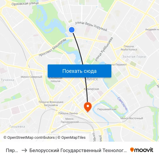 Пярэспа to Белорусский Государственный Технологический Университет map