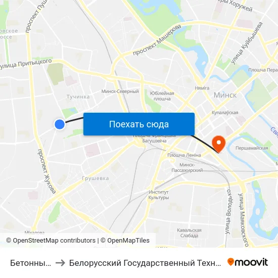 Бетонны Праезд to Белорусский Государственный Технологический Университет map