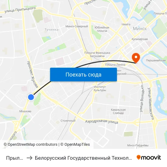 Прылуцкая to Белорусский Государственный Технологический Университет map