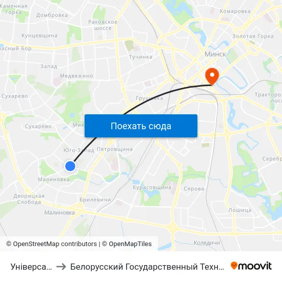 Універсам Брэст to Белорусский Государственный Технологический Университет map