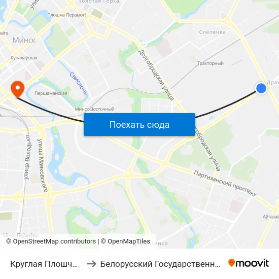 Круглая Плошча (Круглая Площадь) to Белорусский Государственный Технологический Университет map