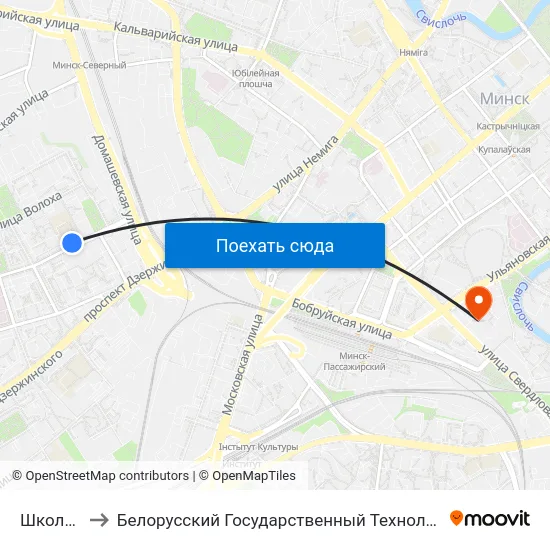 Школа №60 to Белорусский Государственный Технологический Университет map