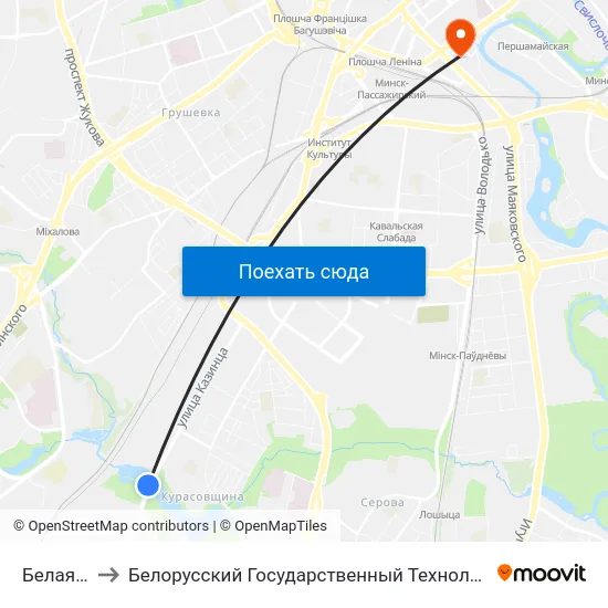 Белая Дача to Белорусский Государственный Технологический Университет map