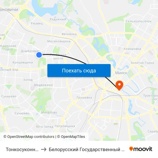 Тонкосуконный Комбинат to Белорусский Государственный Технологический Университет map