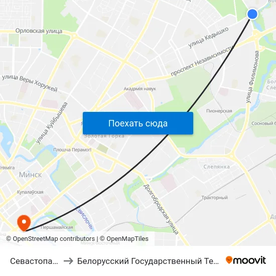Севастопальскі Парк to Белорусский Государственный Технологический Университет map