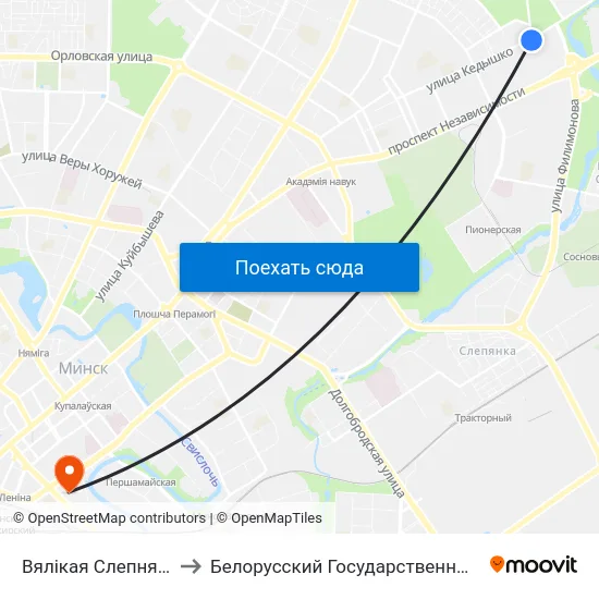 Вялікая Слепня (Большая Слепня) to Белорусский Государственный Технологический Университет map