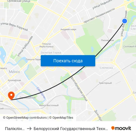 Паліклініка №24 to Белорусский Государственный Технологический Университет map