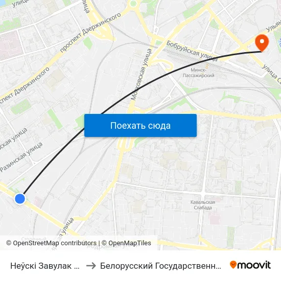 Неўскі Завулак (Невский Переулок) to Белорусский Государственный Технологический Университет map