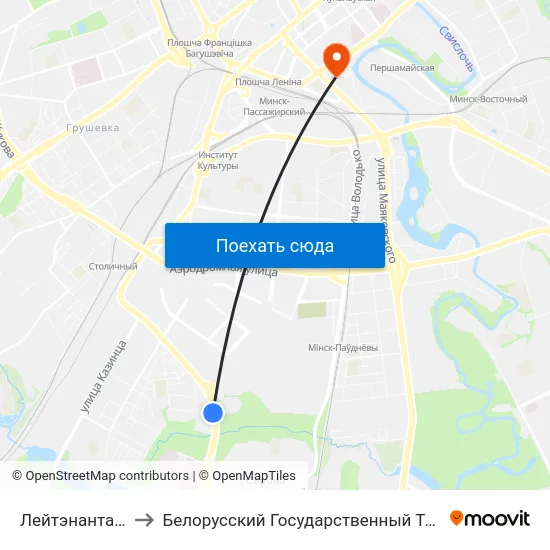 Лейтэнанта Кіжаватава to Белорусский Государственный Технологический Университет map