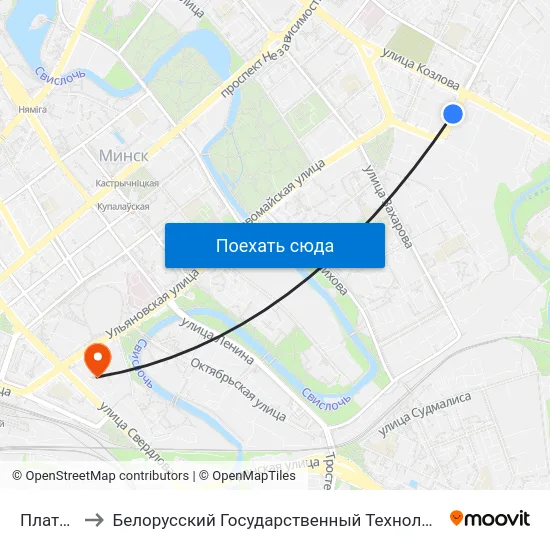 Платонава to Белорусский Государственный Технологический Университет map