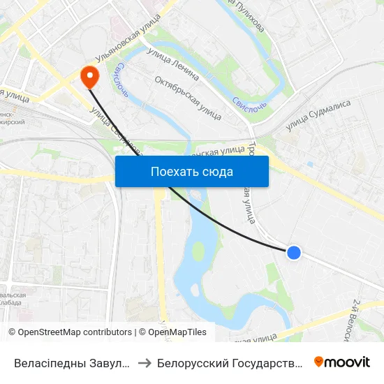 Веласіпедны Завулак (Велосипедный Переулок) to Белорусский Государственный Технологический Университет map