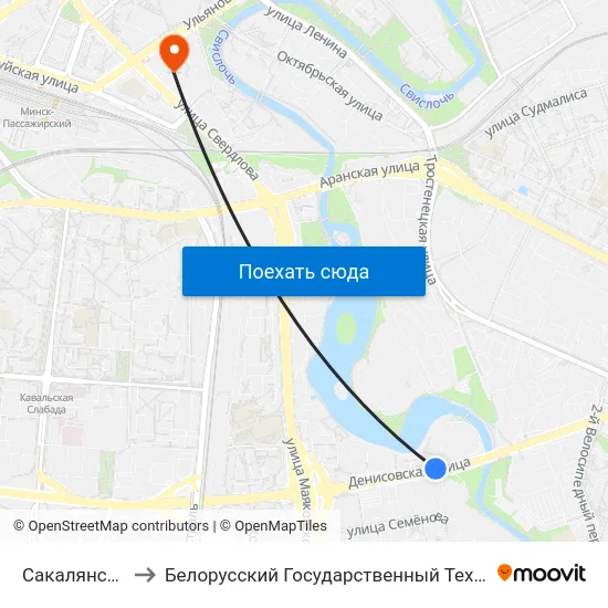 Сакалянскі Завулак to Белорусский Государственный Технологический Университет map