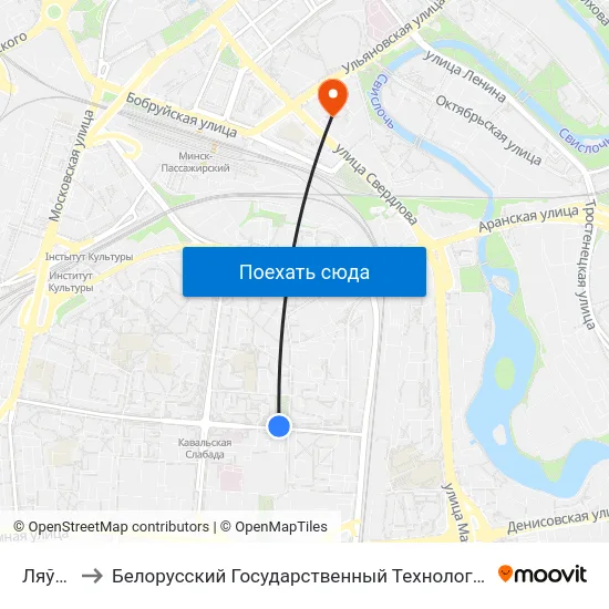Ляўкова to Белорусский Государственный Технологический Университет map