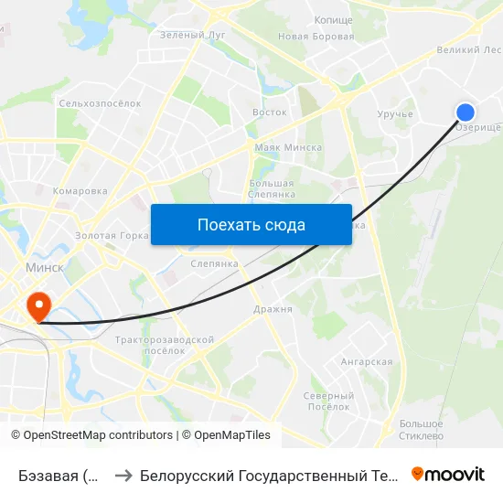 Бэзавая (Сиреневая) to Белорусский Государственный Технологический Университет map