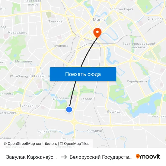 Завулак Каржанеўскага (Переулок Корженевского) to Белорусский Государственный Технологический Университет map