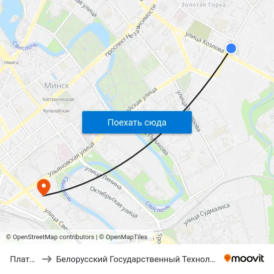 Платонава to Белорусский Государственный Технологический Университет map