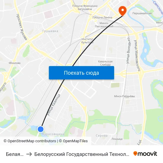 Белая Дача to Белорусский Государственный Технологический Университет map