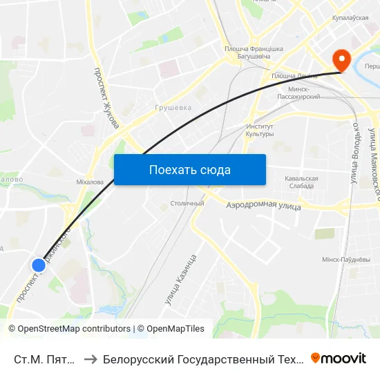 Ст.М. Пятроўшчына to Белорусский Государственный Технологический Университет map