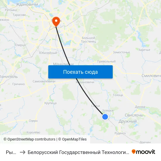 Рыбцы to Белорусский Государственный Технологический Университет map