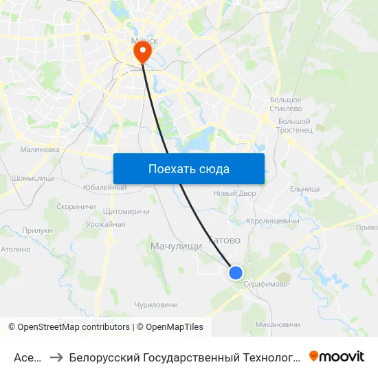 Асеевка to Белорусский Государственный Технологический Университет map