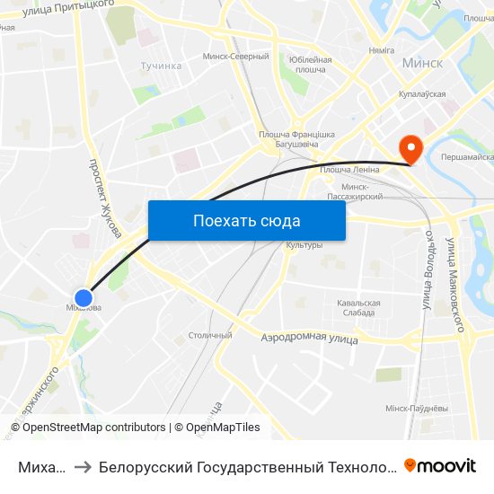 Михалово to Белорусский Государственный Технологический Университет map