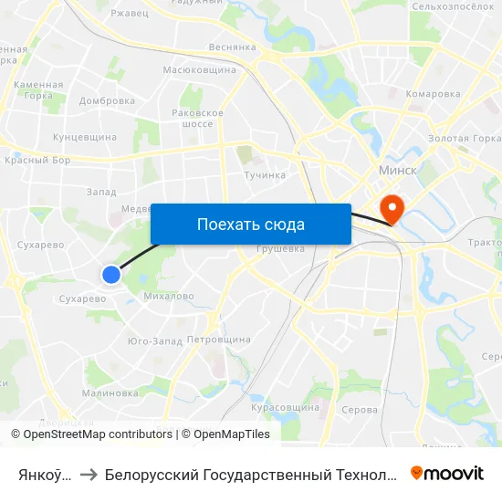Янкоўскага to Белорусский Государственный Технологический Университет map