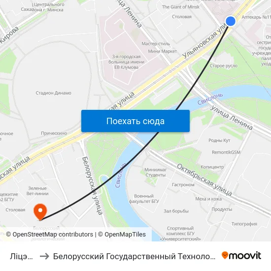 Ліцэй Бду to Белорусский Государственный Технологический Университет map
