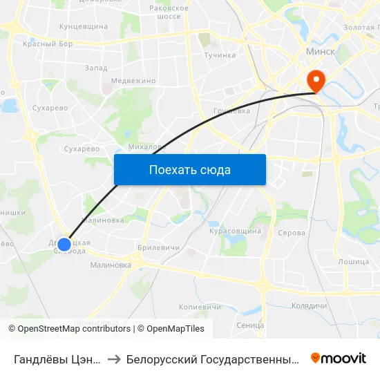 Гандлёвы Цэнтр Дзіамант Сіці to Белорусский Государственный Технологический Университет map