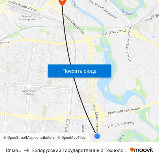 Сямёнава to Белорусский Государственный Технологический Университет map