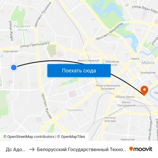 Дс Адоеўскага to Белорусский Государственный Технологический Университет map