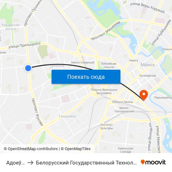 Адоеўскага to Белорусский Государственный Технологический Университет map