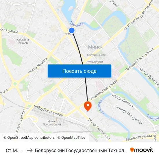 Ст.М. Няміга to Белорусский Государственный Технологический Университет map