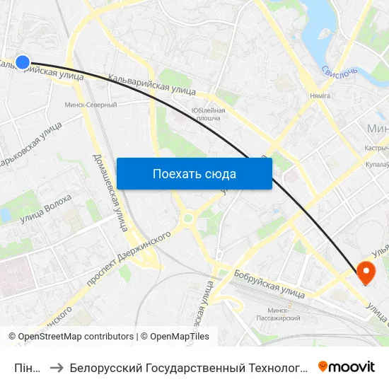 Пінская to Белорусский Государственный Технологический Университет map
