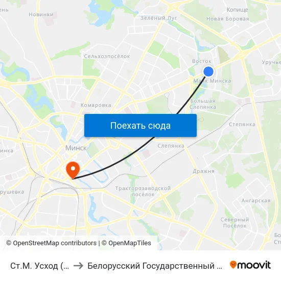Ст.М. Усход (Ст.М. Восток) to Белорусский Государственный Технологический Университет map