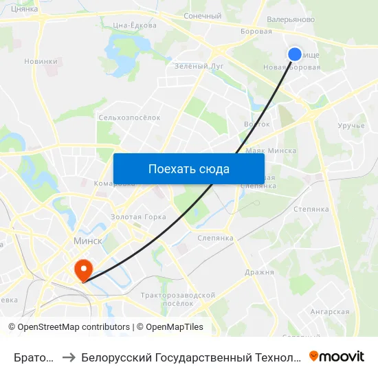 Братоў Райт to Белорусский Государственный Технологический Университет map