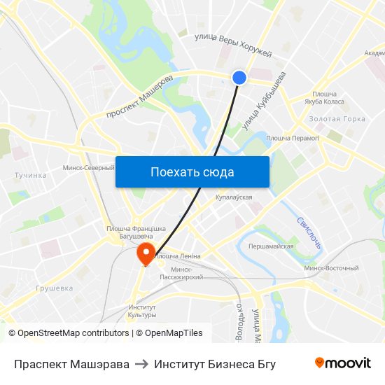 Праспект Машэрава to Институт Бизнеса Бгу map