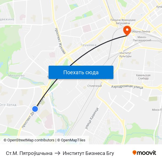 Ст.М. Пятроўшчына to Институт Бизнеса Бгу map