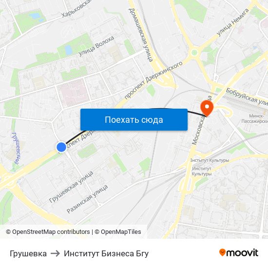 Грушевка to Институт Бизнеса Бгу map