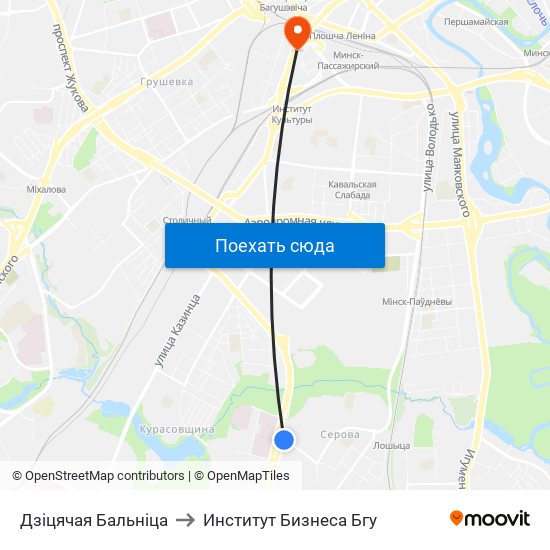 Дзіцячая Бальніца to Институт Бизнеса Бгу map