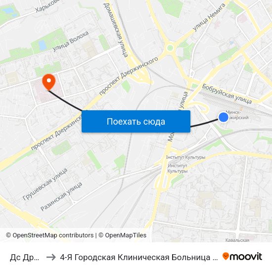 Дс Дружная to 4-Я Городская Клиническая Больница Имени Н.Е.Савченко map
