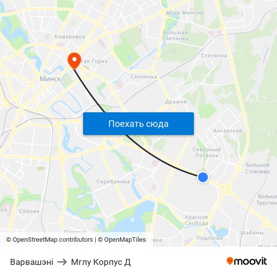 Варвашэні to Мглу Корпус Д map