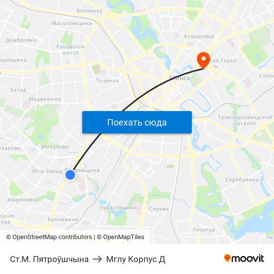 Ст.М. Пятроўшчына to Мглу Корпус Д map