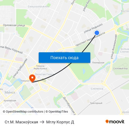 Ст.М. Маскоўская to Мглу Корпус Д map