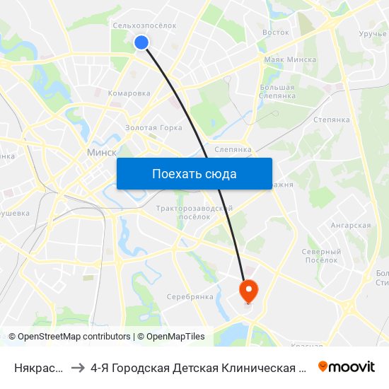 Някрасава to 4-Я Городская Детская Клиническая Больница map