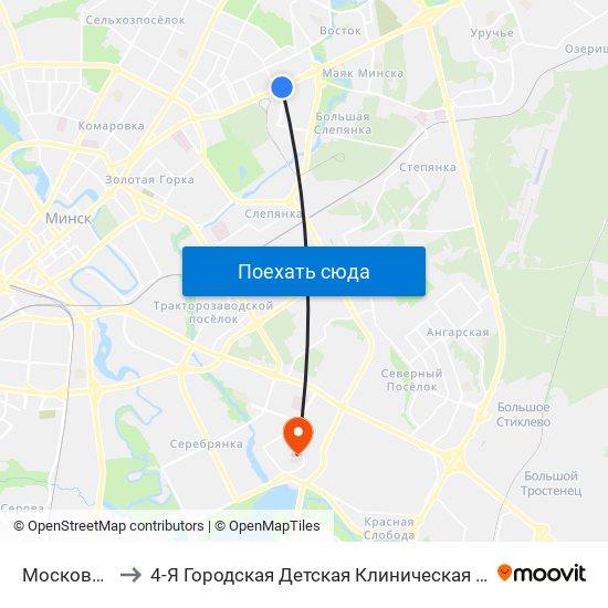 Московская to 4-Я Городская Детская Клиническая Больница map