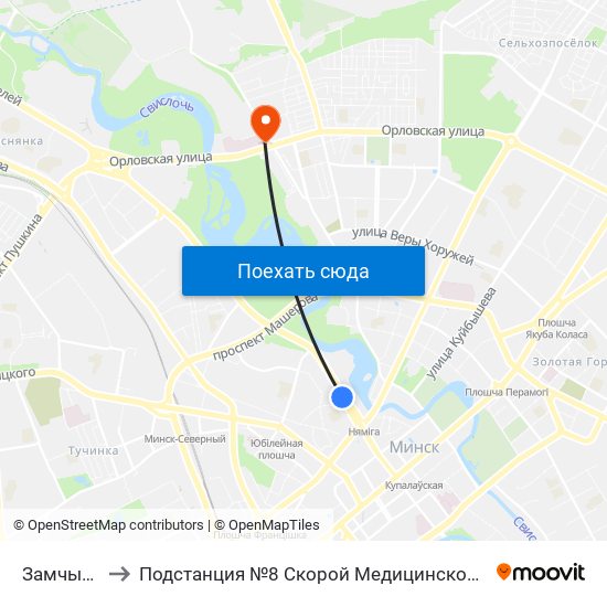 Замчышча to Подстанция №8 Скорой Медицинской Помощи map