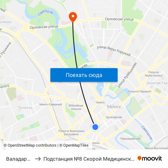 Валадарскага to Подстанция №8 Скорой Медицинской Помощи map